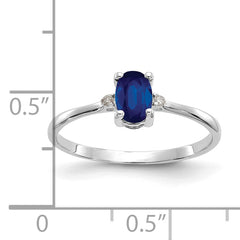 14k White Gold Diamond & Sapphire Birthstone Ring - 6