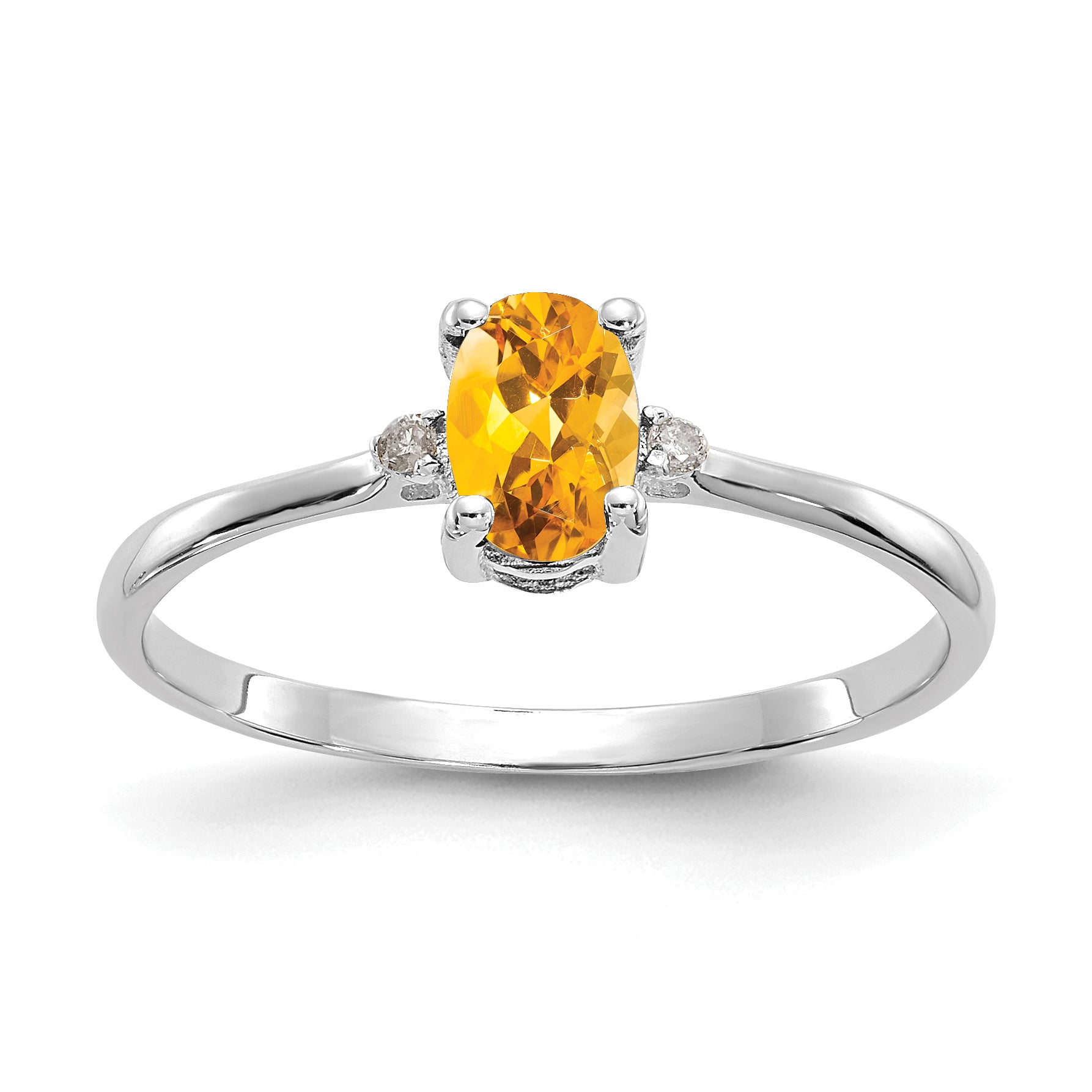14k White Gold Diamond & Citrine Birthstone Ring Main image