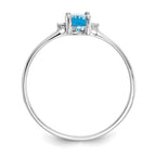 14k White Gold Diamond & Blue Topaz Birthstone Ring