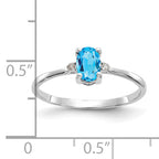14k White Gold Diamond & Blue Topaz Birthstone Ring