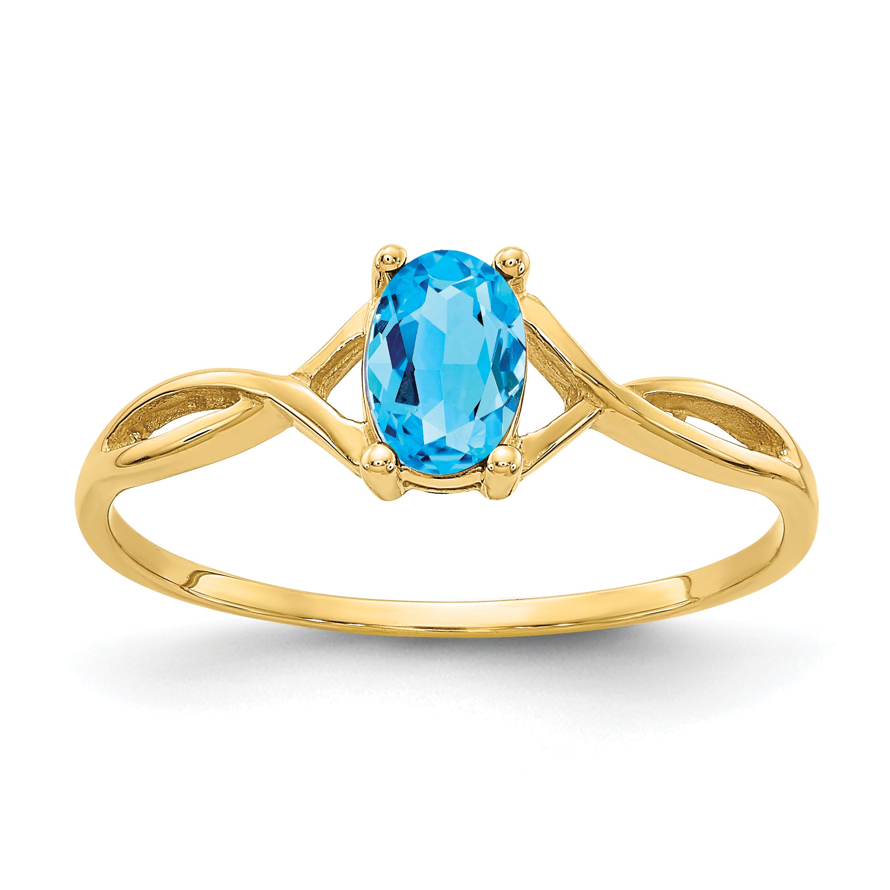 14k Blue Topaz Birthstone Ring Main image