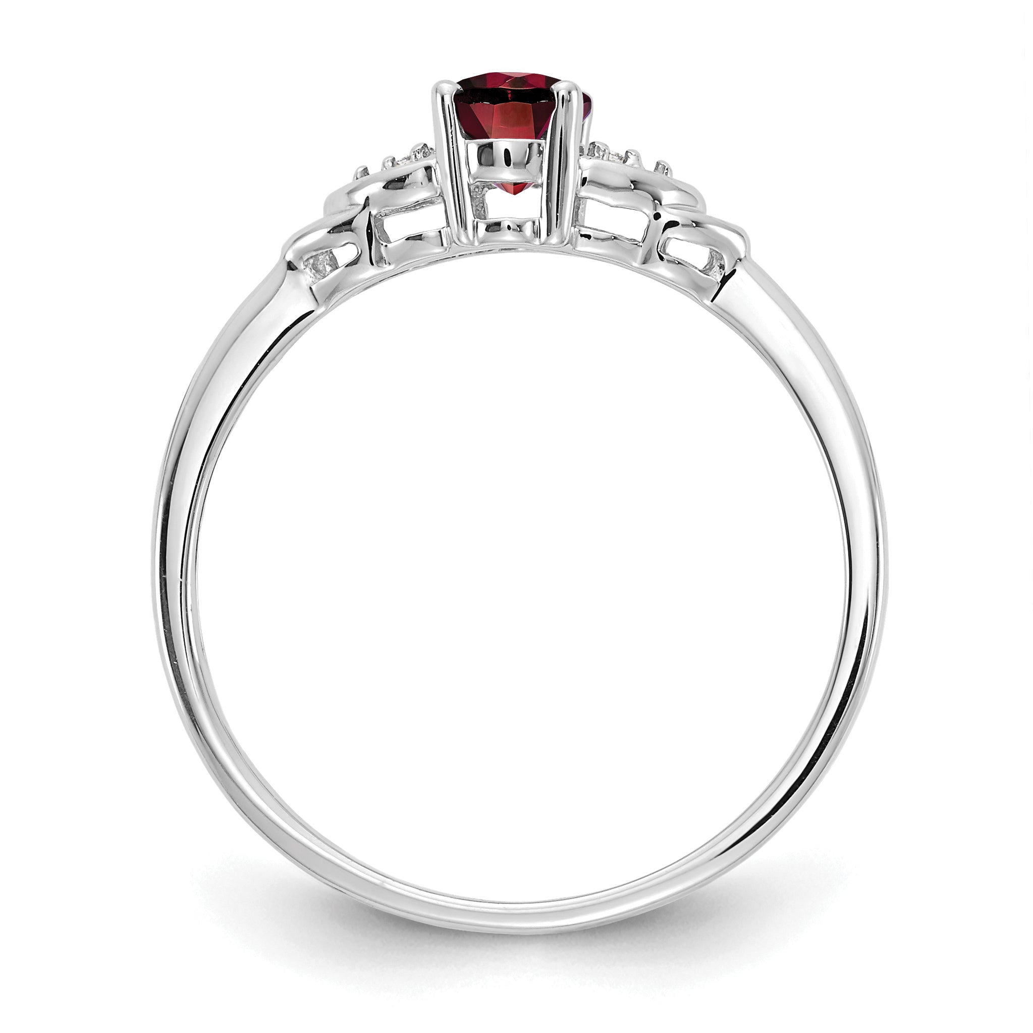 14k White Gold Garnet and Diamond Ring - 7