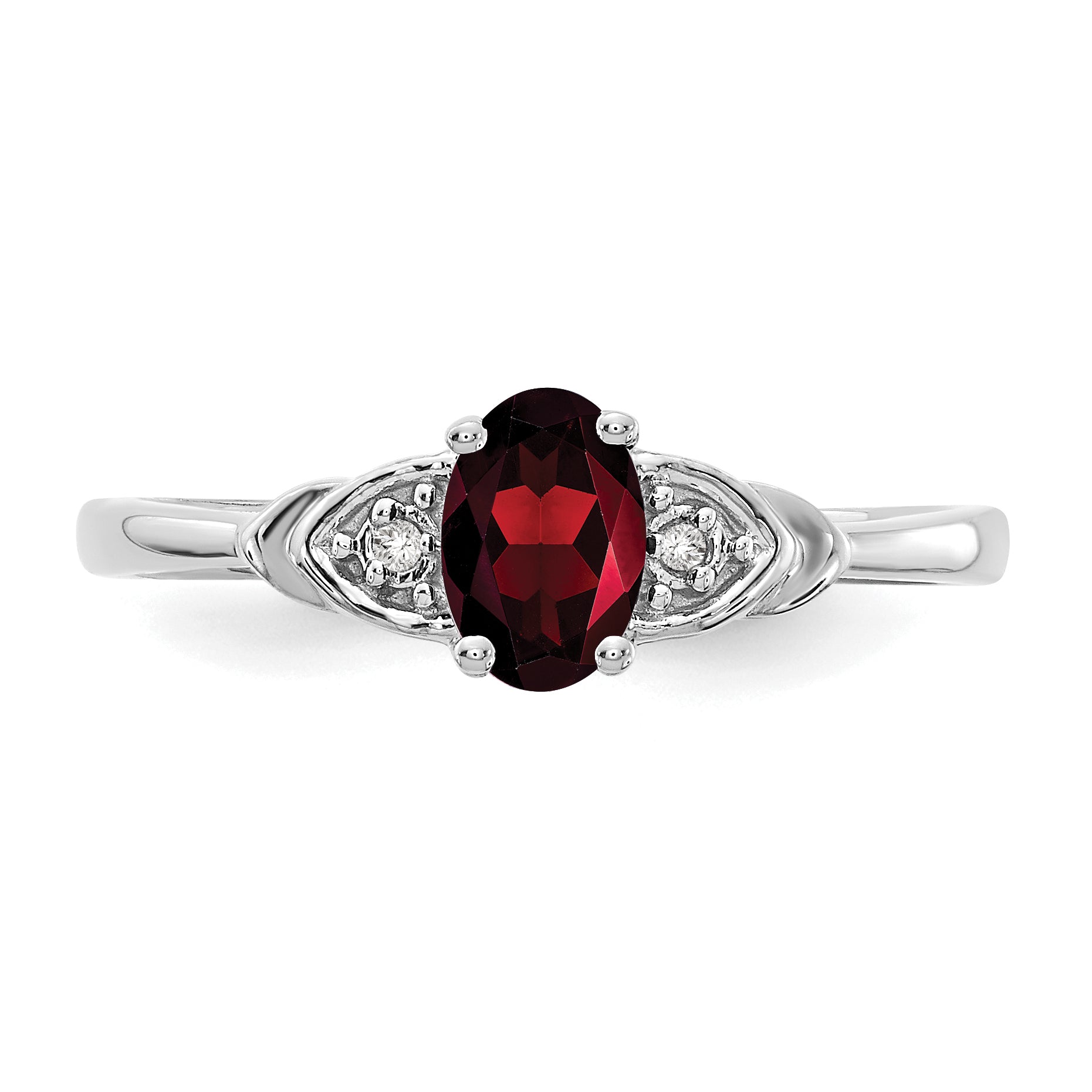 14k White Gold Garnet and Diamond Ring - 7