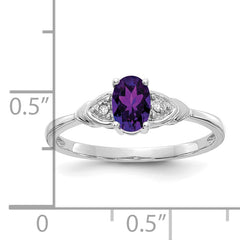 14k White Gold Amethyst and Diamond Ring