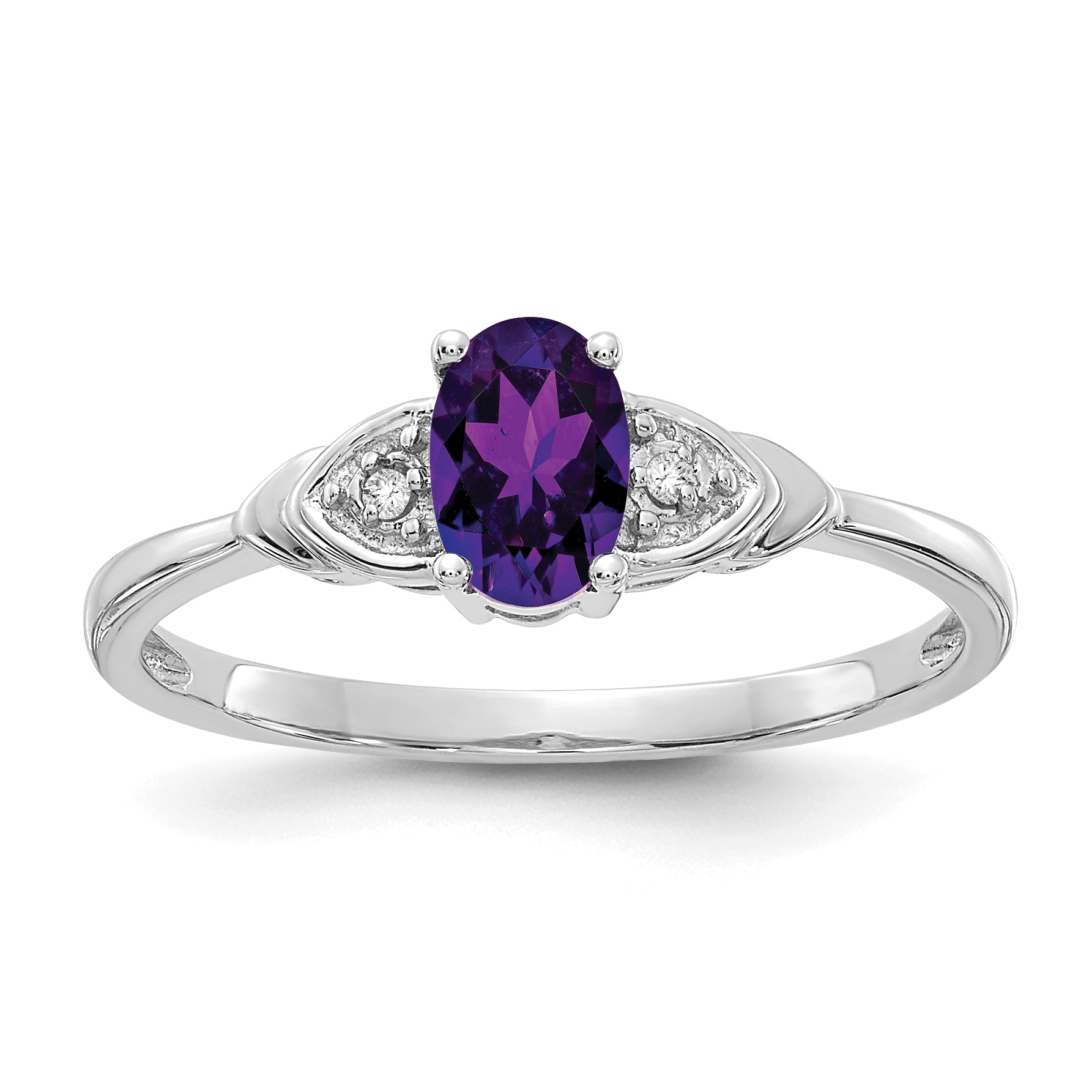 14k White Gold Amethyst and Diamond Ring Main image