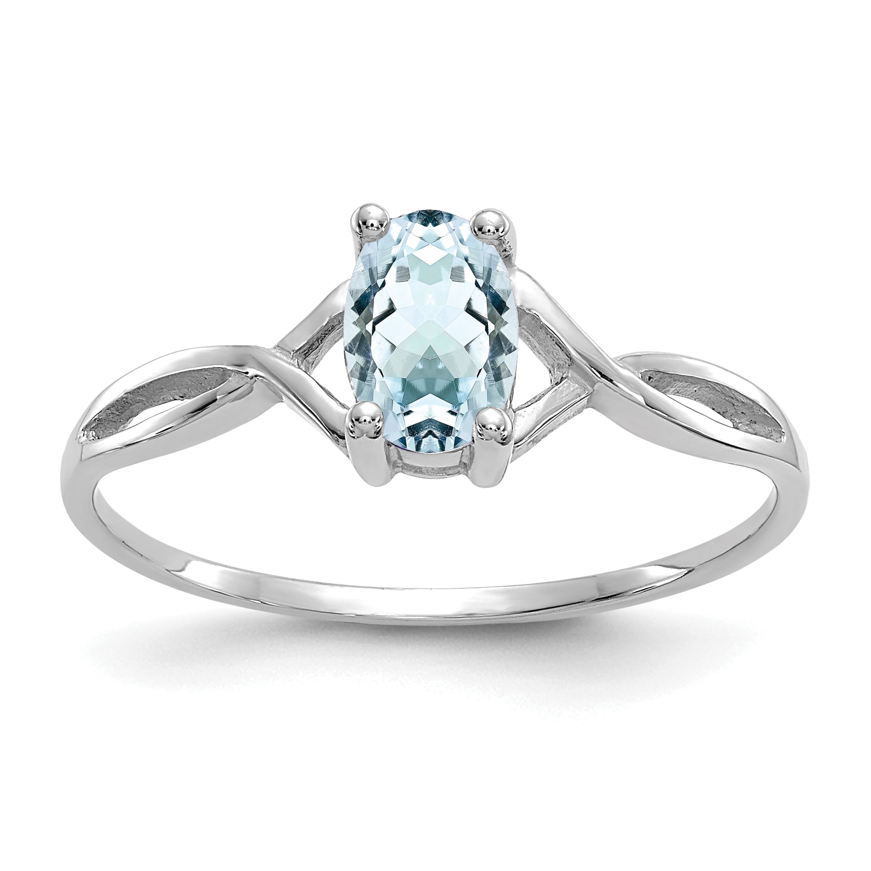 14k White Gold Aquamarine Birthstone Ring Main image