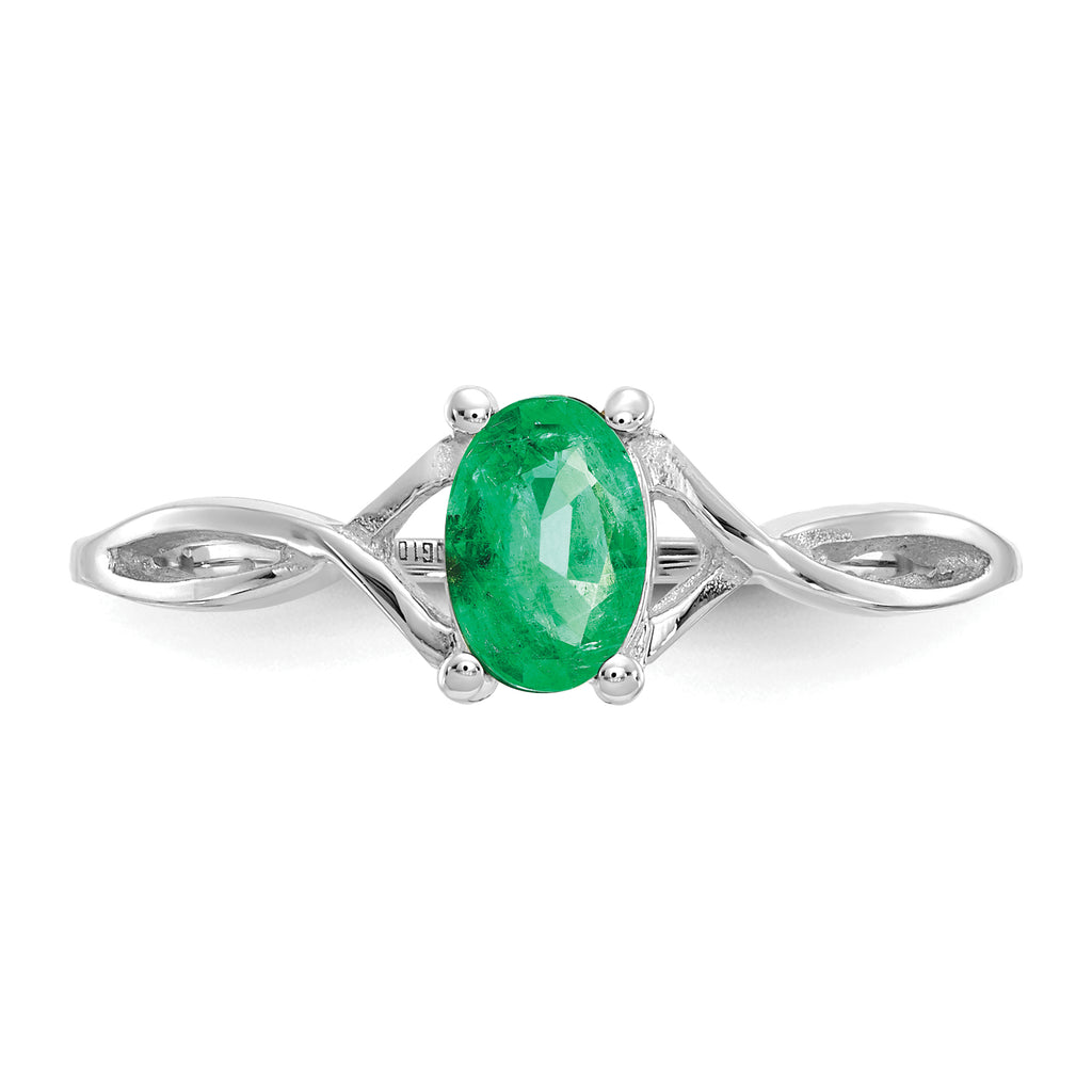 14k White Gold Emerald Birthstone Ring