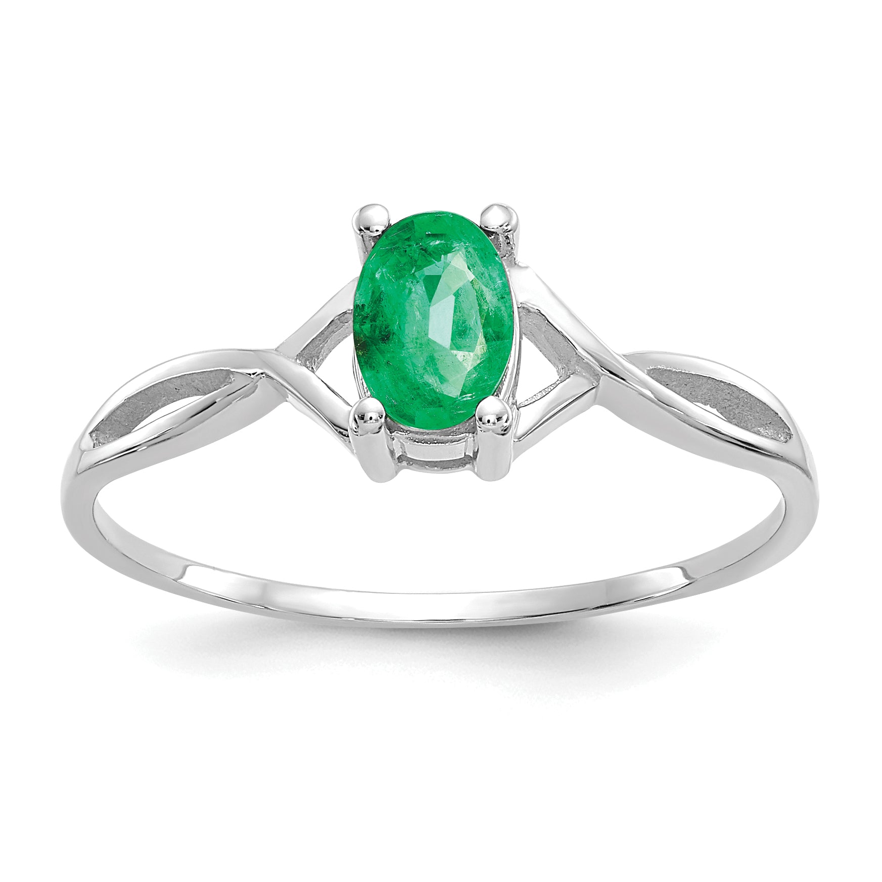 14k White Gold Emerald Birthstone Ring Main image