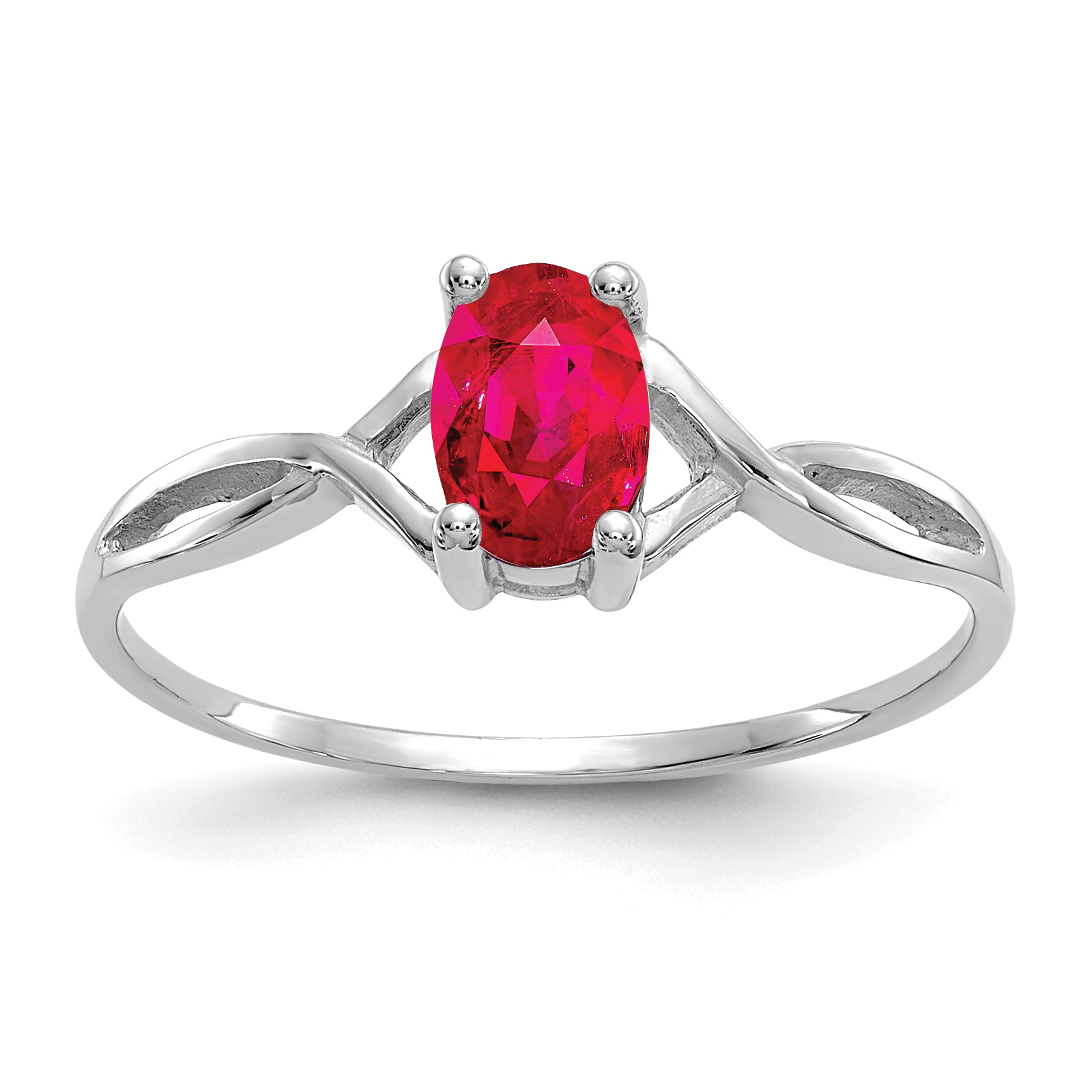 14k White Gold Ruby Birthstone Ring Main image