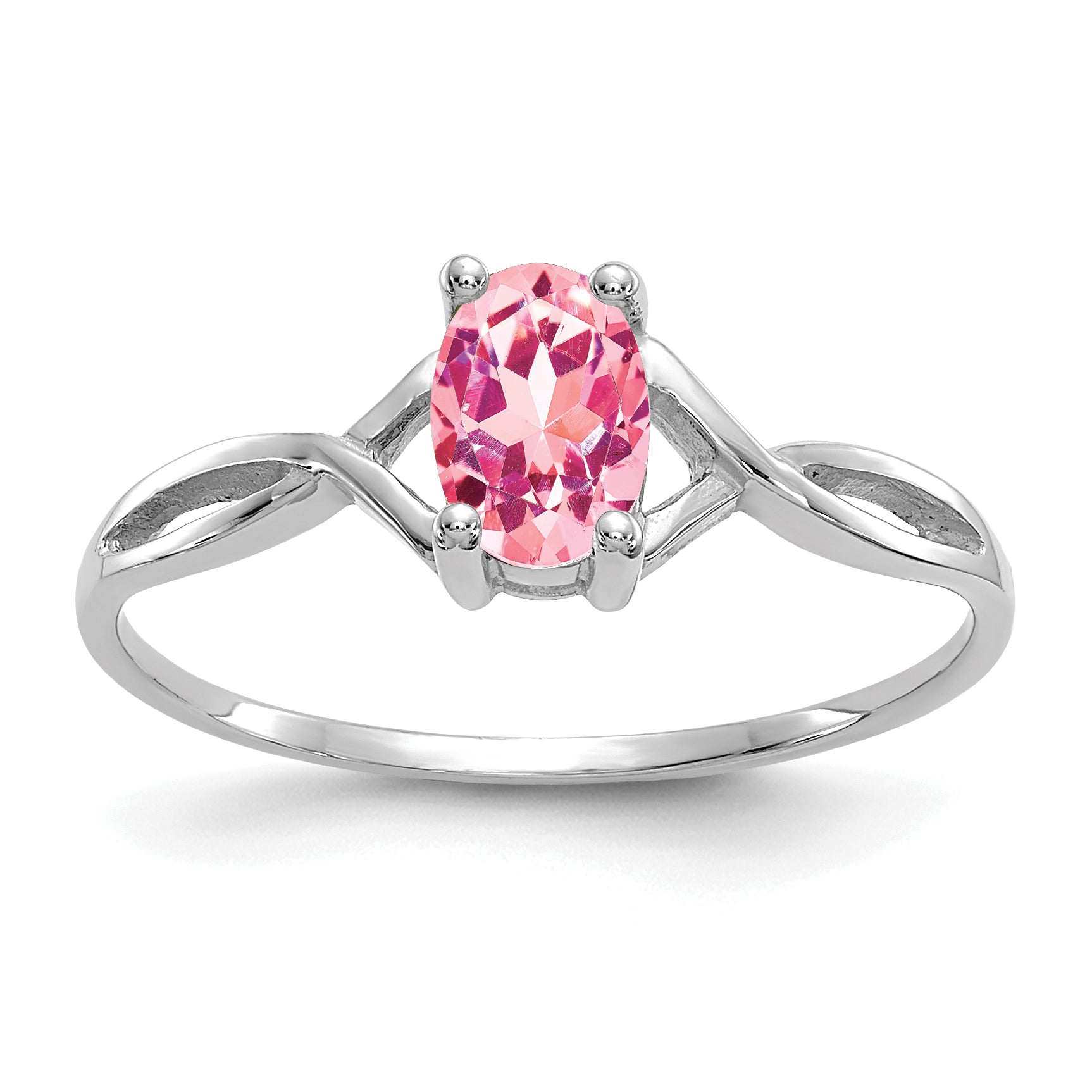 14k White Gold Pink Tourmaline Birthstone Ring Main image