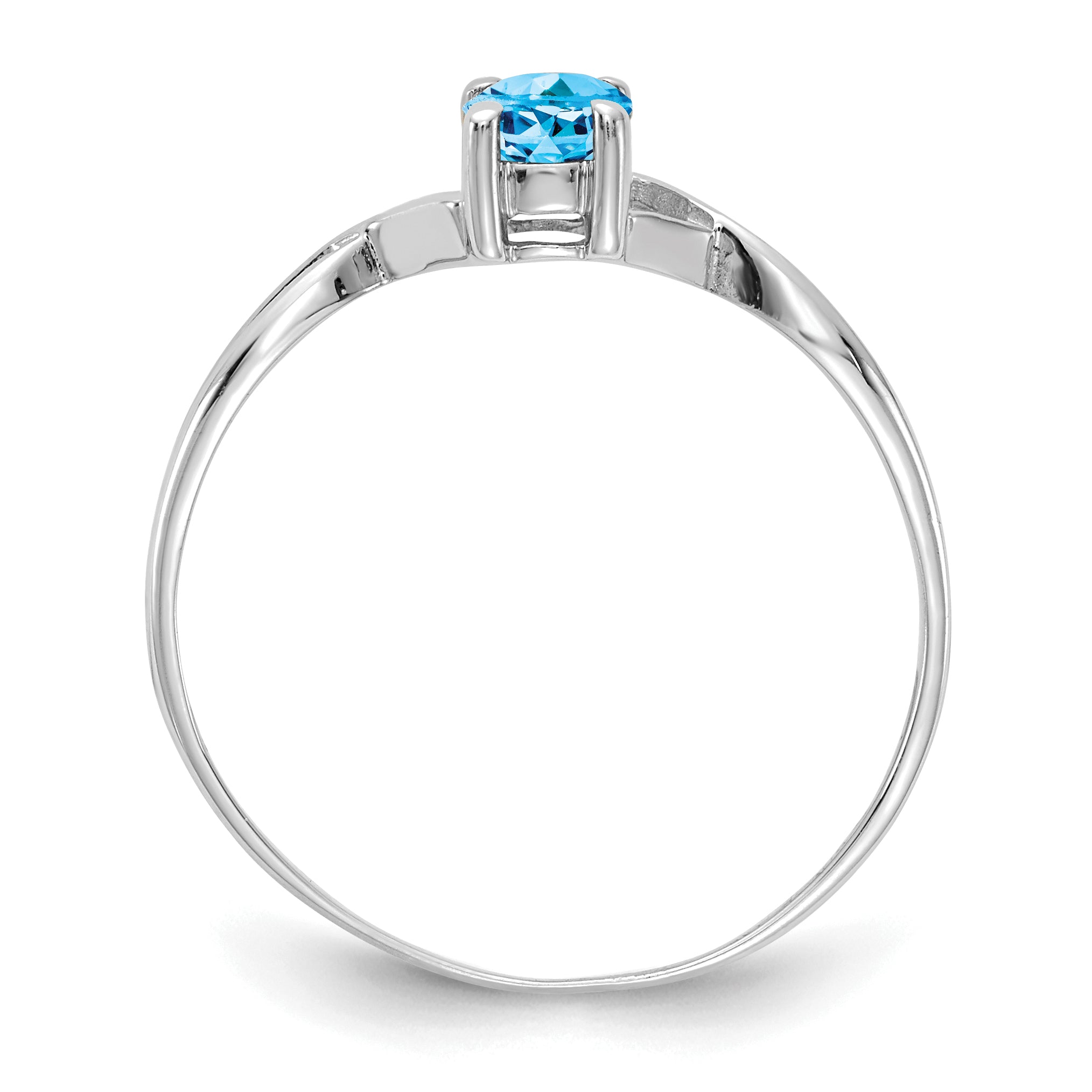 14k White Gold Blue Topaz Birthstone Ring