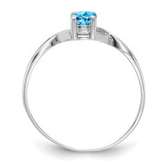 14k White Gold Blue Topaz Birthstone Ring