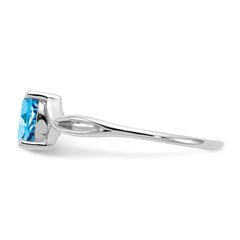 14k White Gold Blue Topaz Birthstone Ring