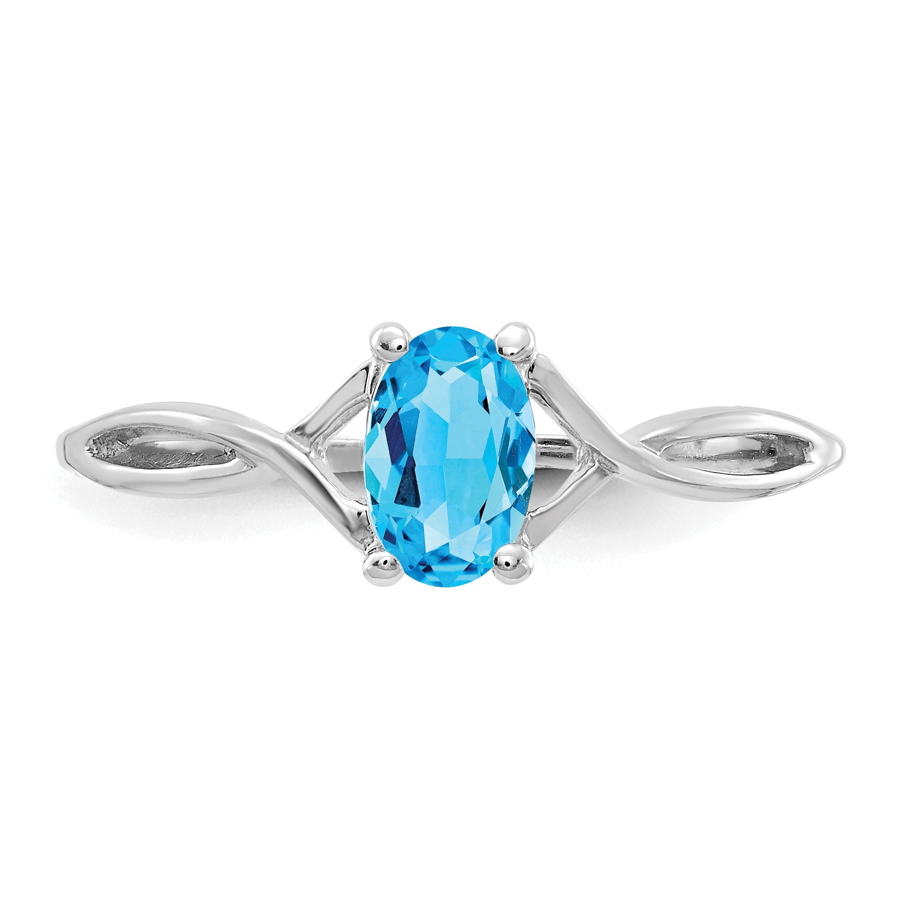 14k White Gold Blue Topaz Birthstone Ring