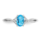 14k White Gold Blue Topaz Birthstone Ring