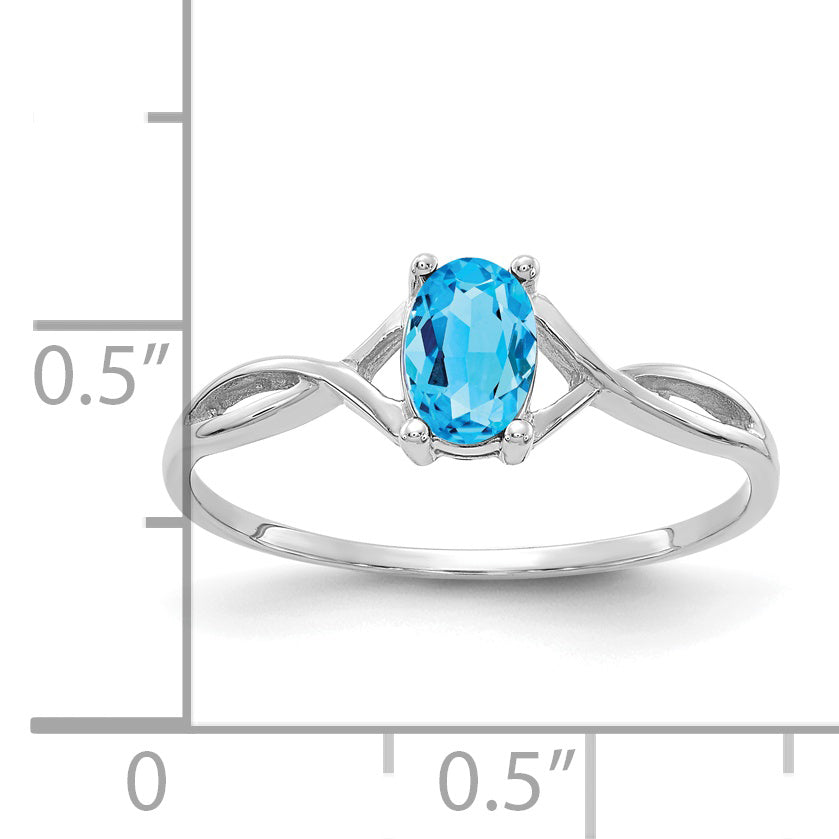 14k White Gold Blue Topaz Birthstone Ring