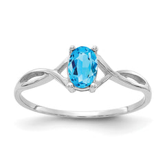 14k White Gold Blue Topaz Birthstone Ring