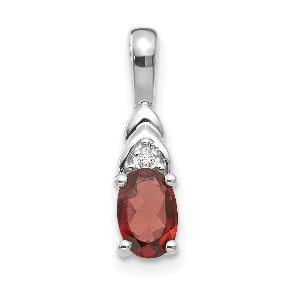 14K White Gold Garnet Diamond Pendant Main image
