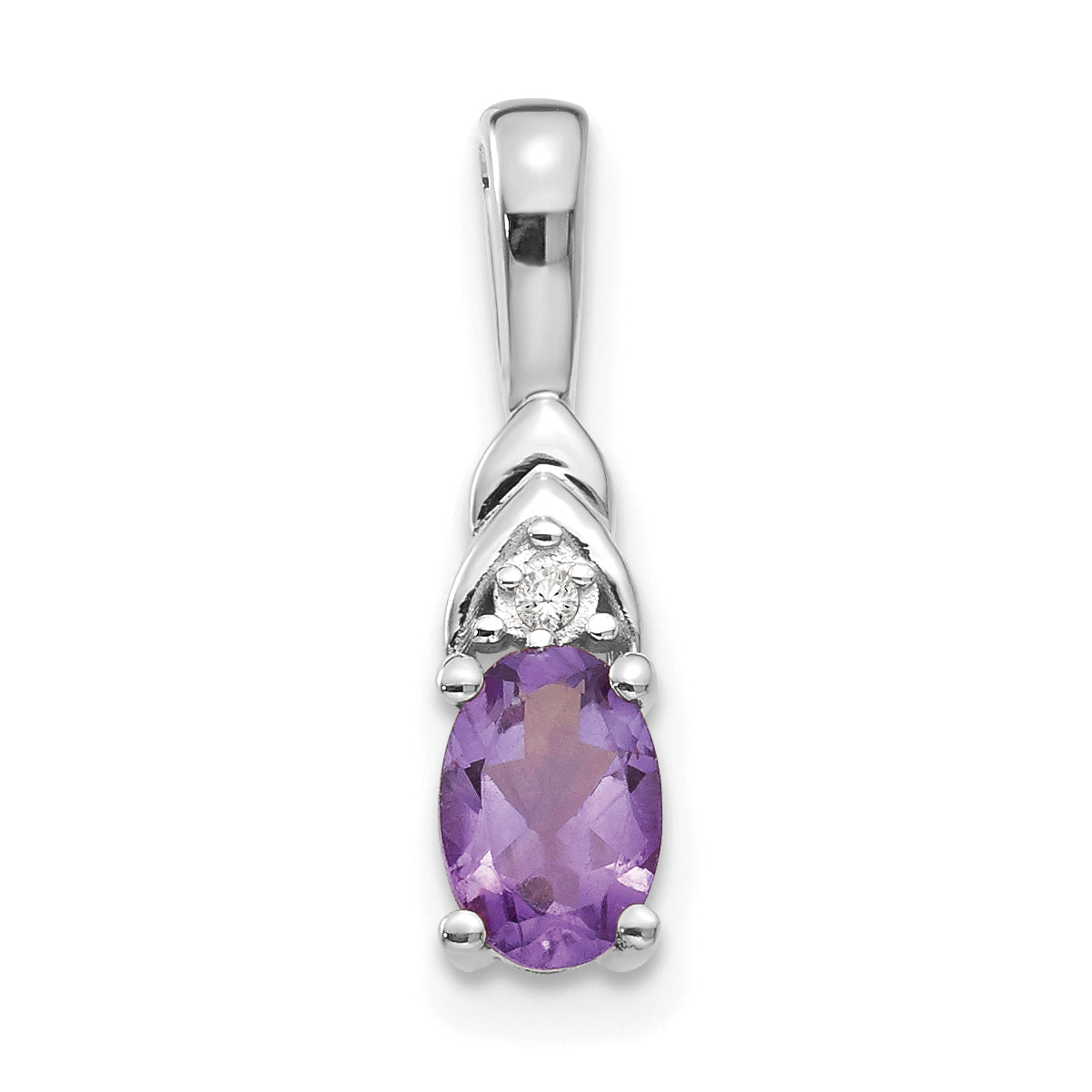 14K White Gold Amethyst Diamond Pendant Main image