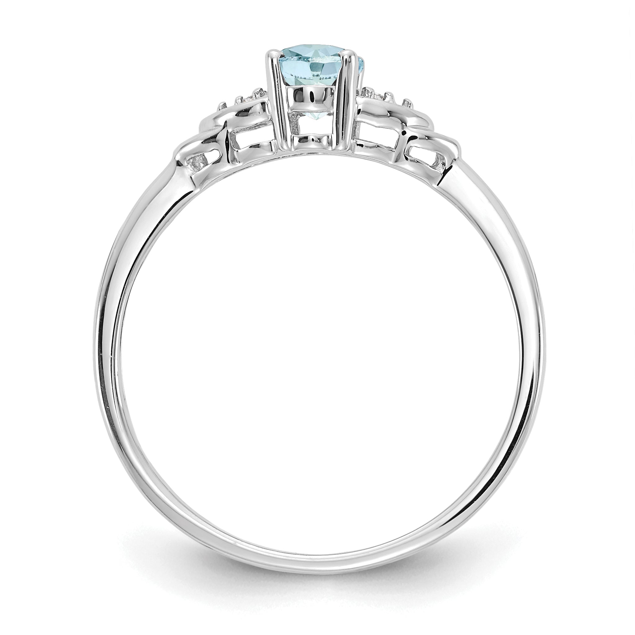 14k White Gold Aquamarine and Diamond Ring Secondary image