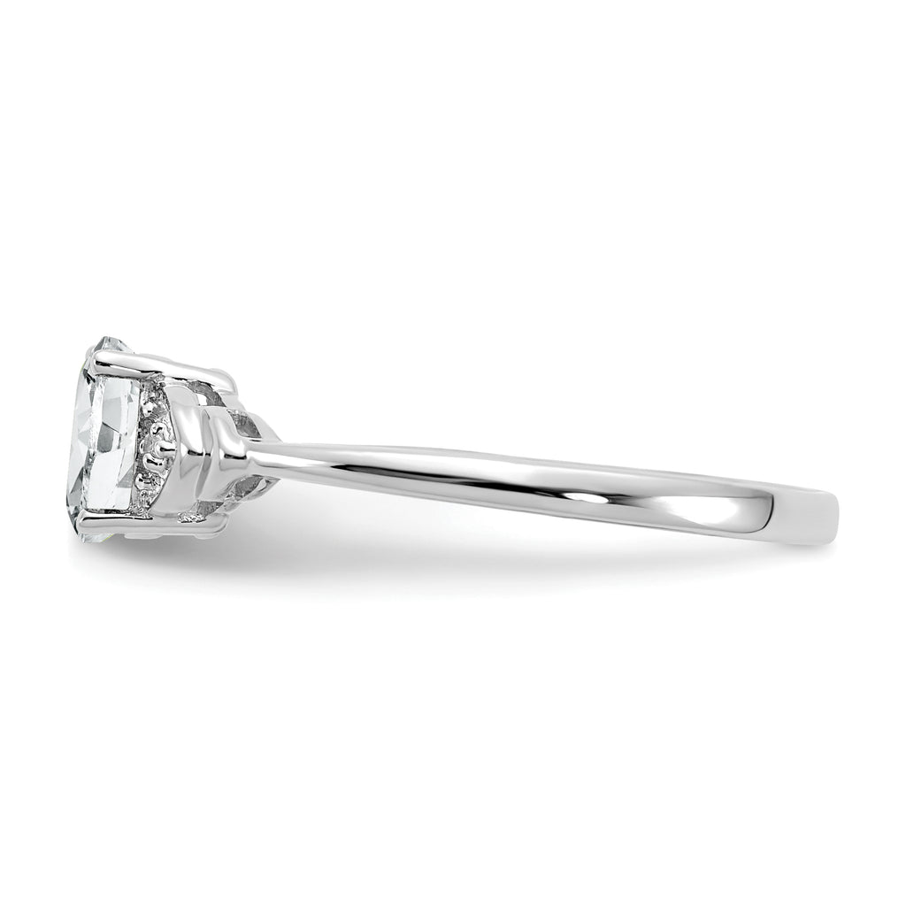 14k White Gold White Topaz and Diamond Ring