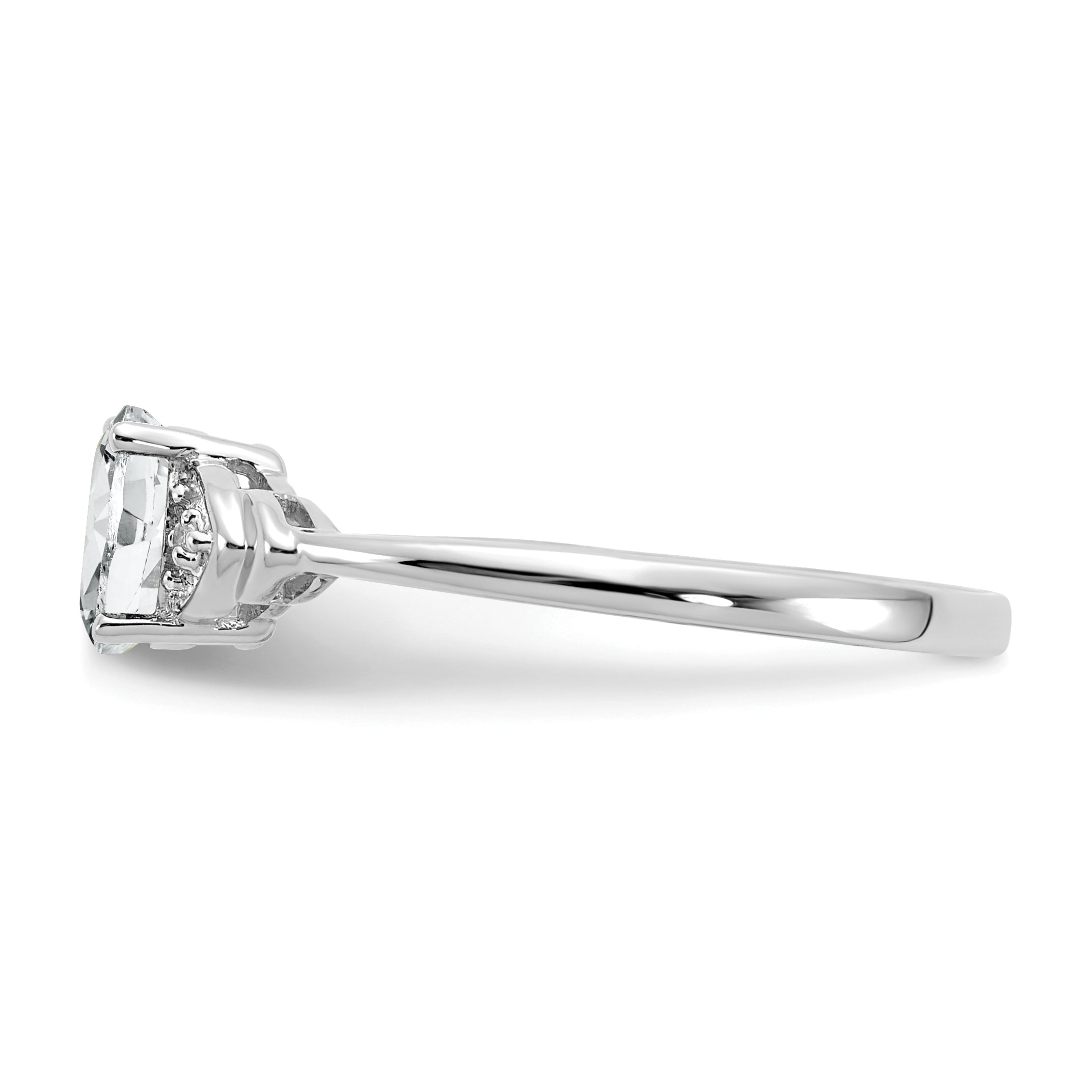 14k White Gold White Topaz and Diamond Ring