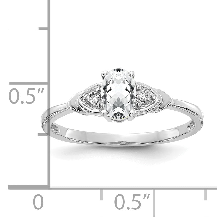 14k White Gold White Topaz and Diamond Ring