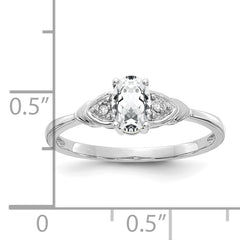 14k White Gold White Topaz and Diamond Ring