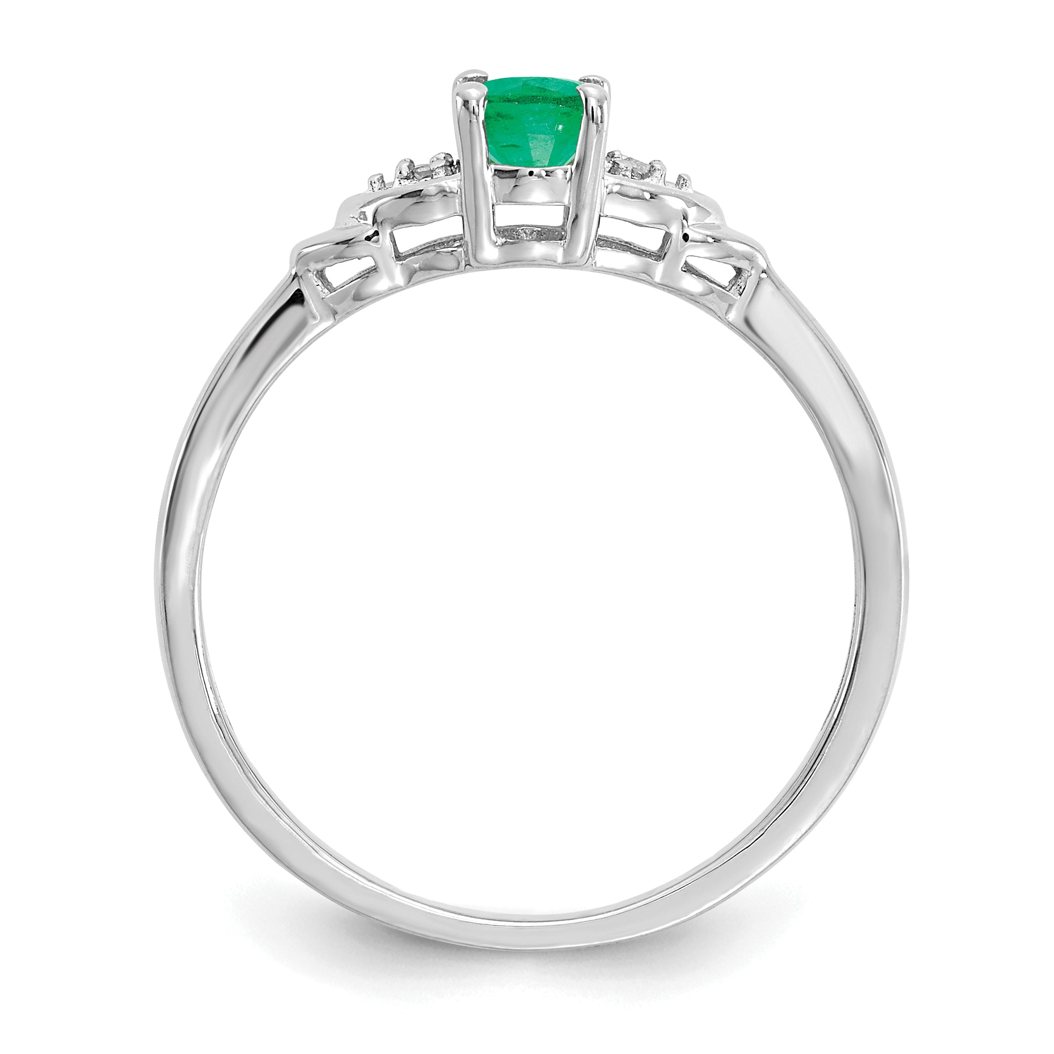 14k White Gold Emerald and Diamond Ring Secondary image