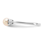 14k White Gold Fresh Water Cultured Pearl and Diamond Ring