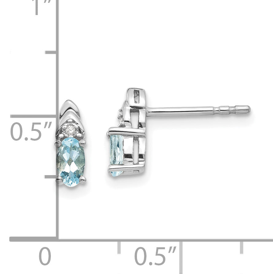 14k White Gold Aquamarine and Diamond Post Earrings