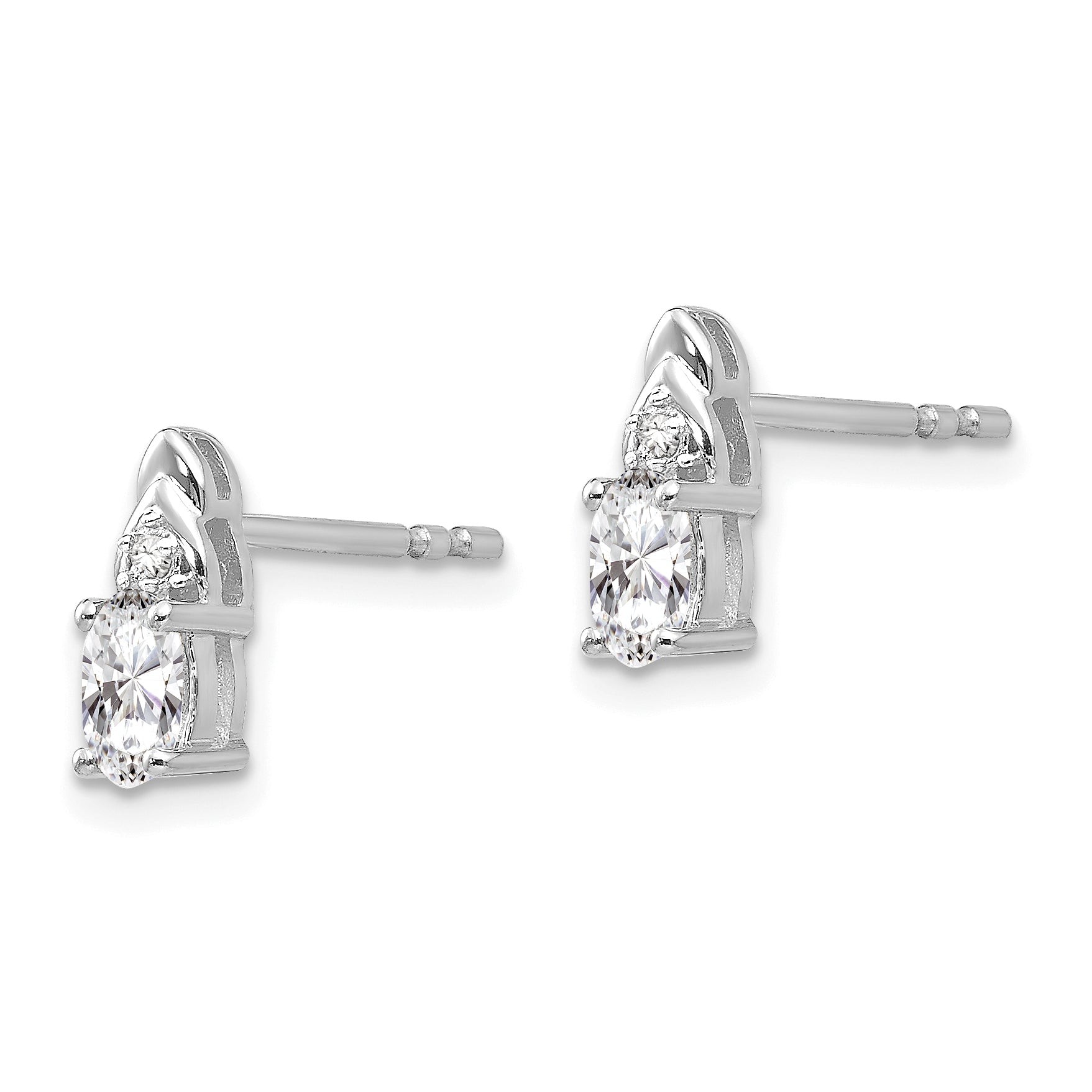 14k White Gold White Topaz and Diamond Post Earrings Secondary image