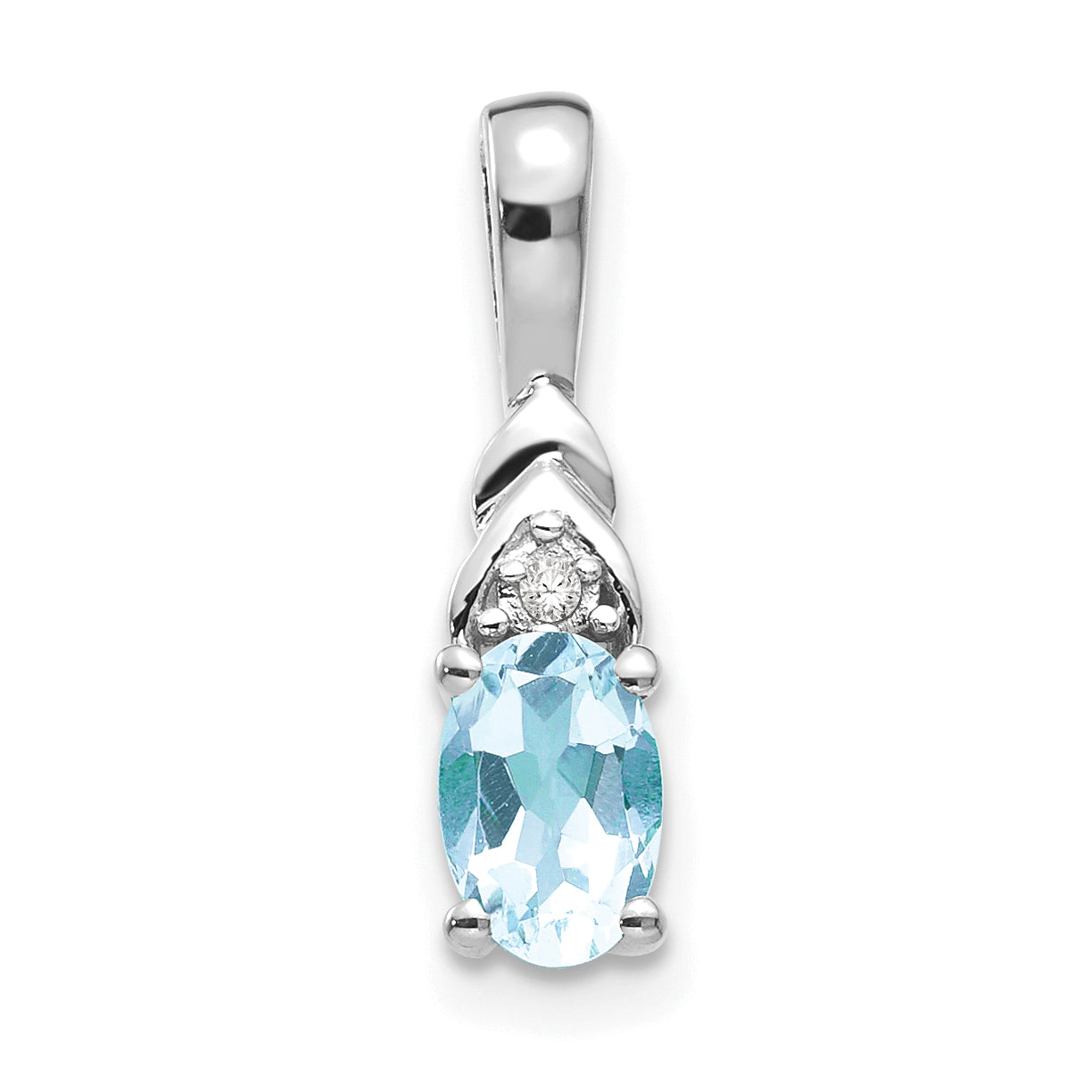 14K White Gold Aquamarine Diamond Pendant Main image