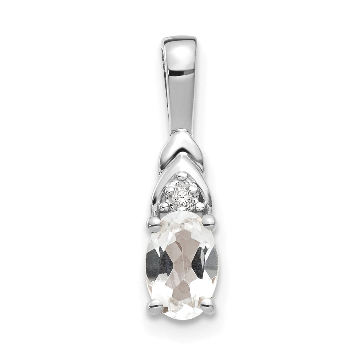 14K White Gold White Topaz Diamond Pendant Main image