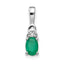 14K White Gold Emerald Diamond Pendant