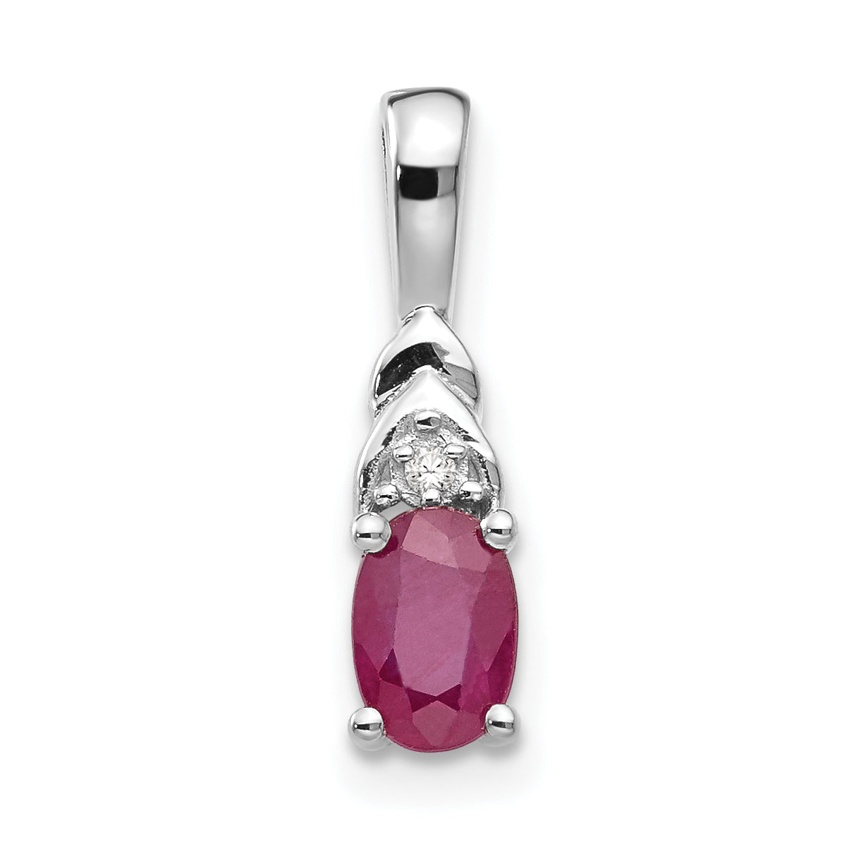 14K White Gold Ruby Diamond Pendant Main image