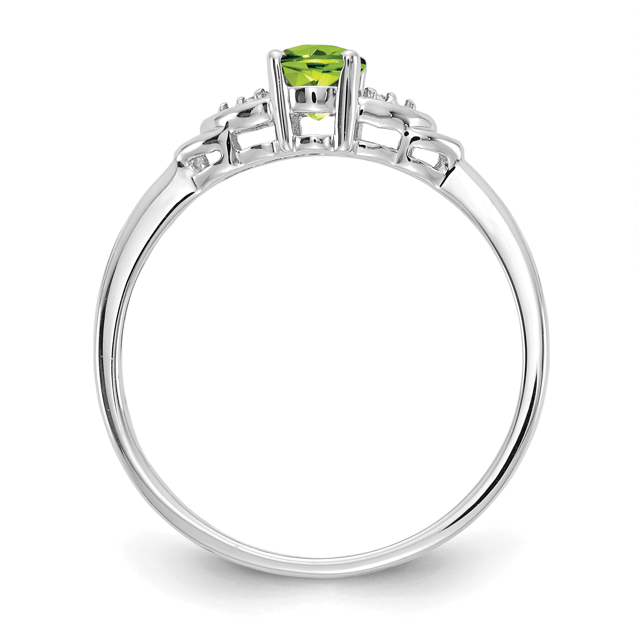 14k White Gold Peridot and Diamond Ring