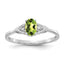 14k White Gold Peridot and Diamond Ring