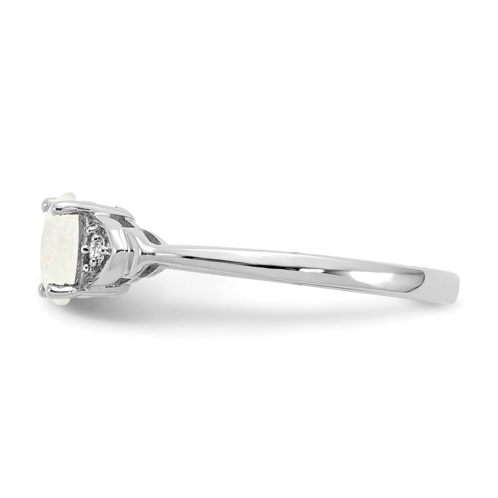 14k White Gold Opal and Diamond Ring