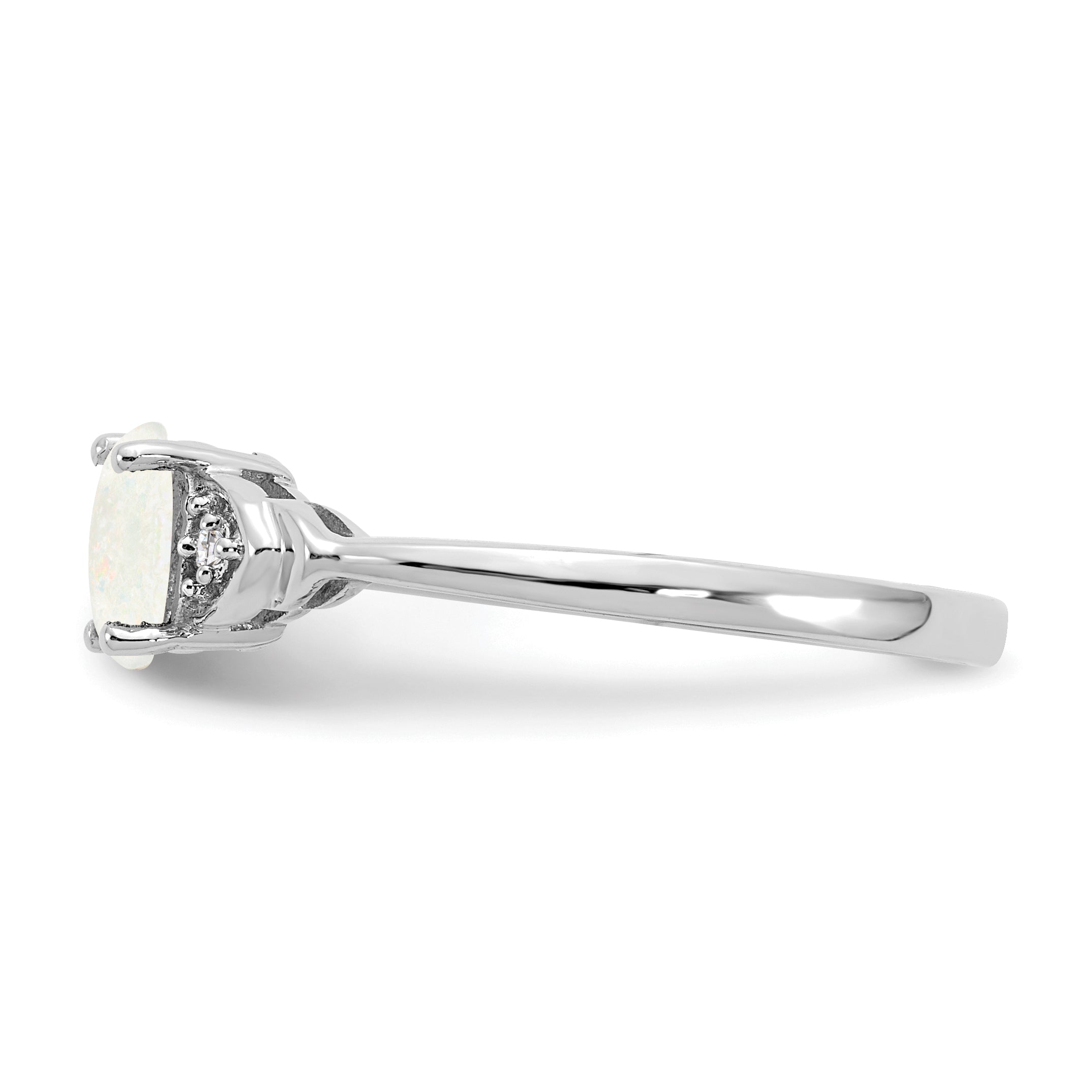 14k White Gold Opal and Diamond Ring