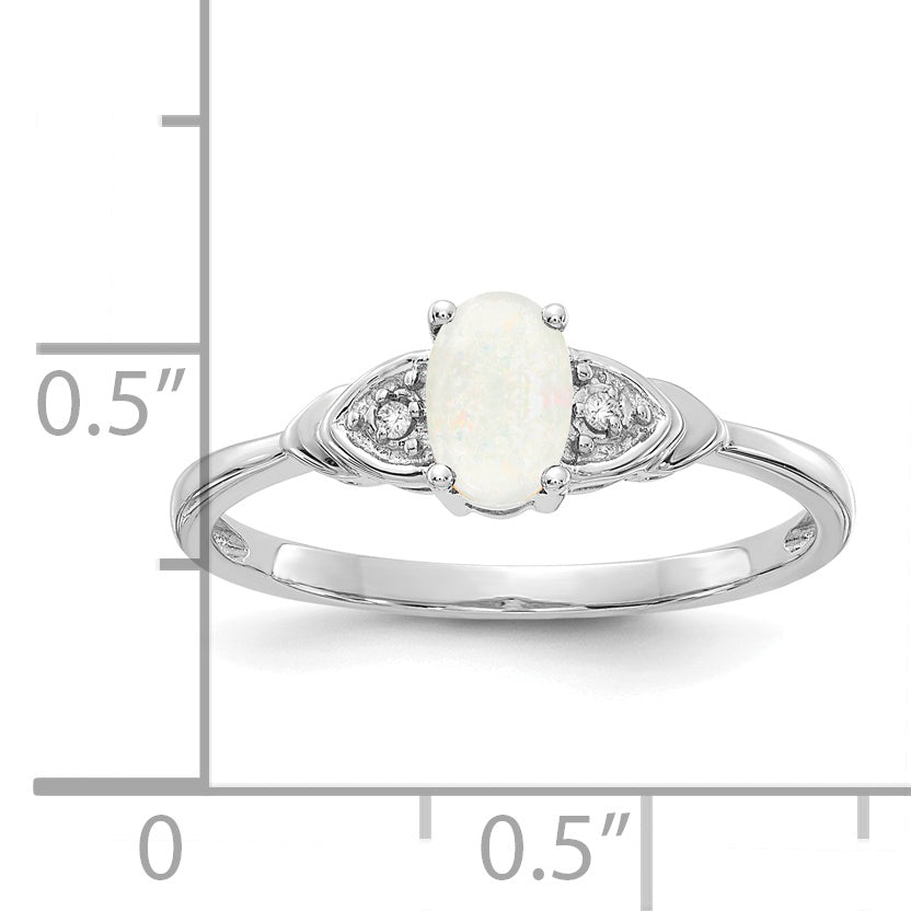 14k White Gold Opal and Diamond Ring
