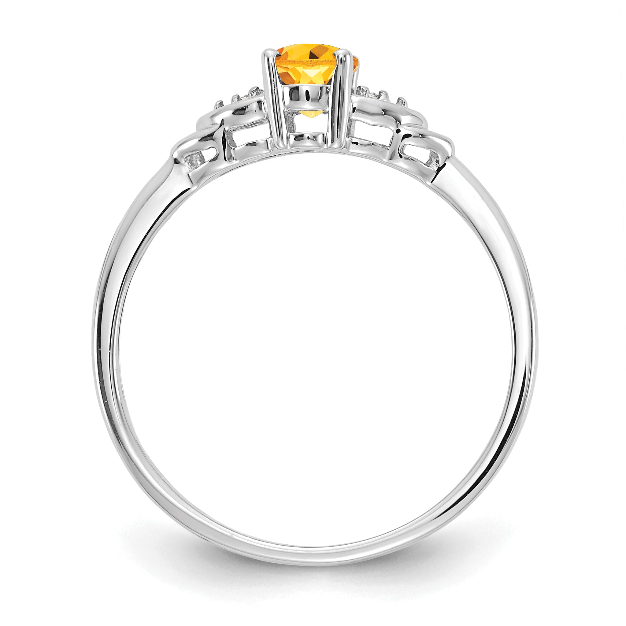 14k White Gold Citrine and Diamond Ring