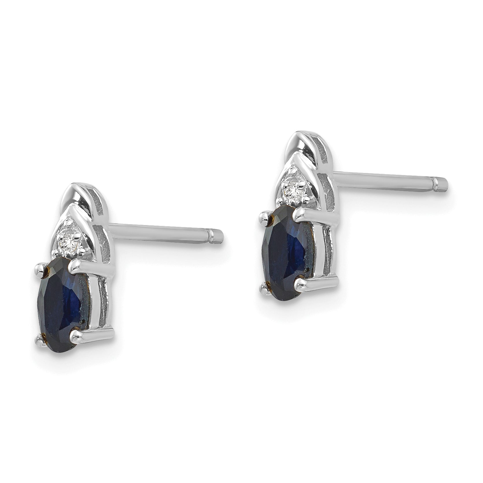 14k White Gold Sapphire and Diamond Post Earrings Secondary image
