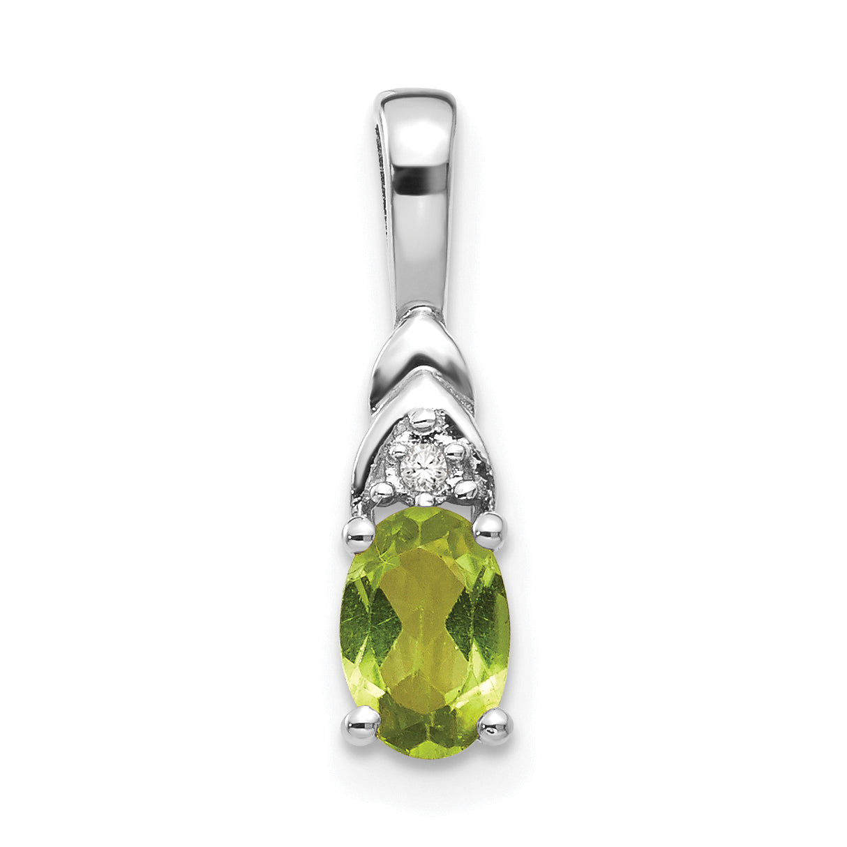 14K White Gold Peridot Diamond Pendant Main image
