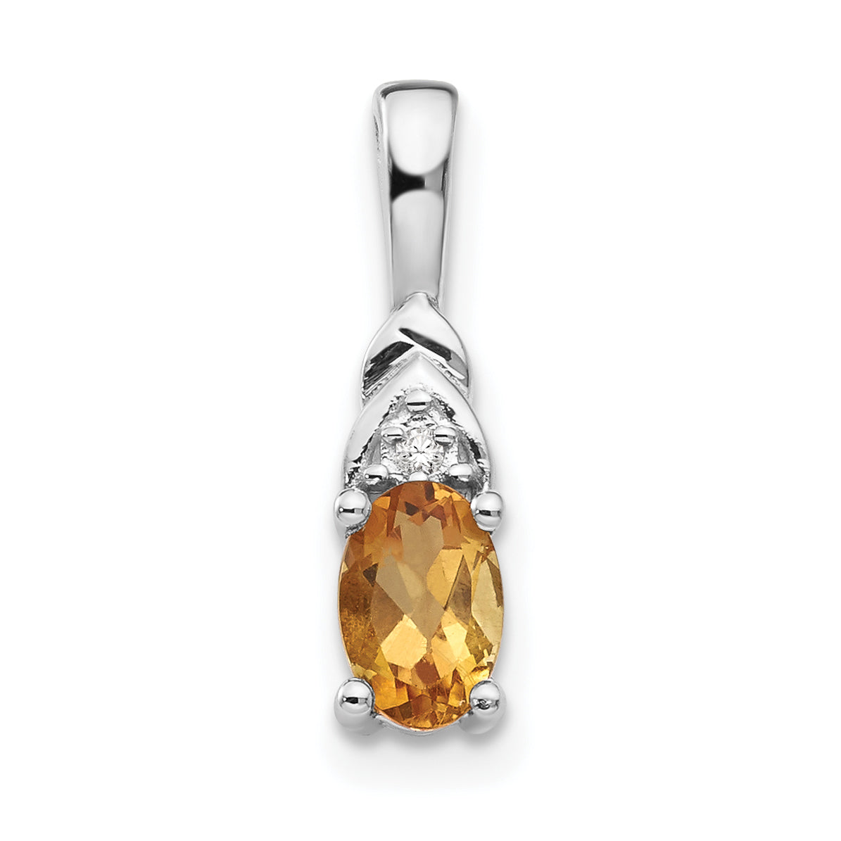 14K White Gold Citrine Diamond Pendant Main image