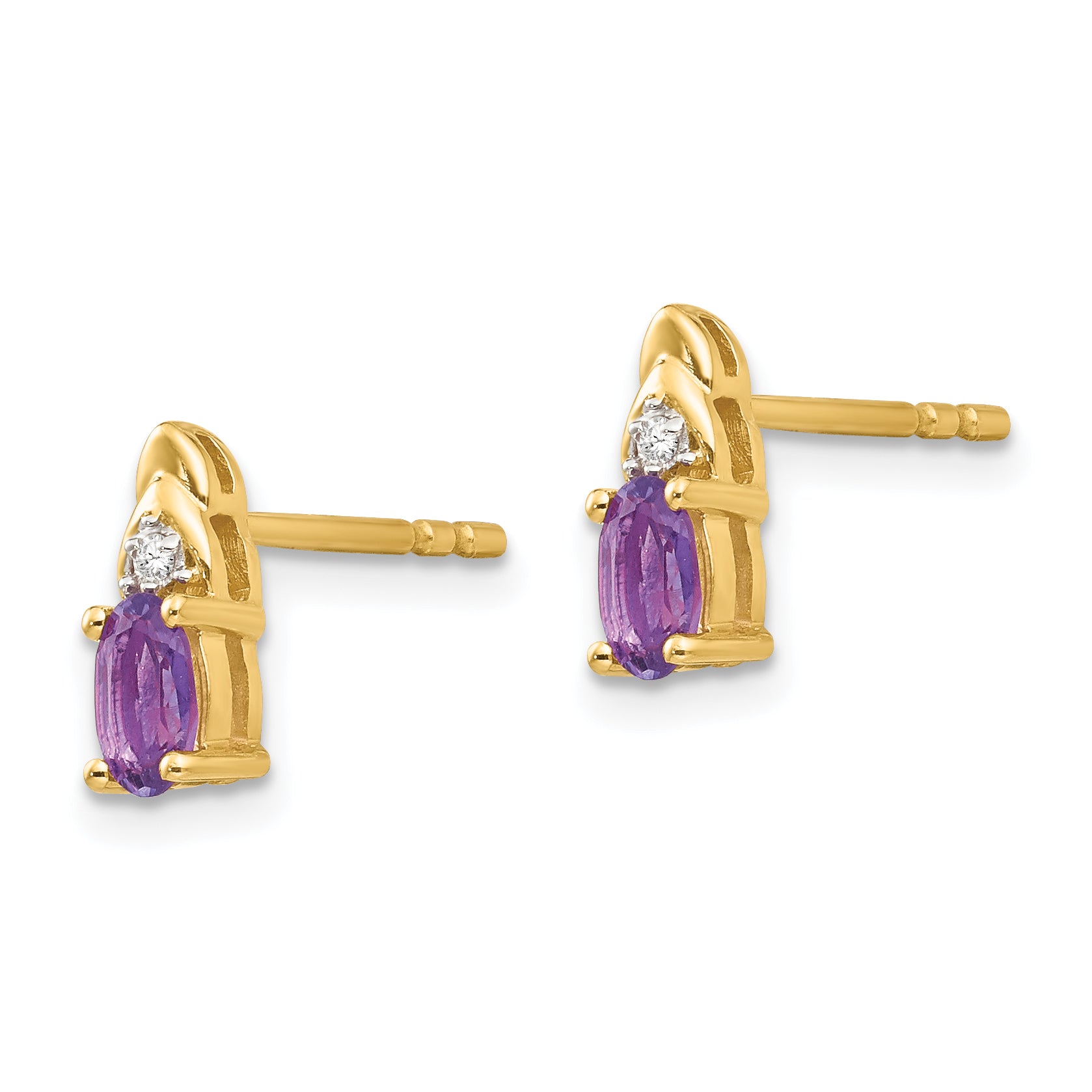 14k Amethyst and Diamond Earrings Secondary image