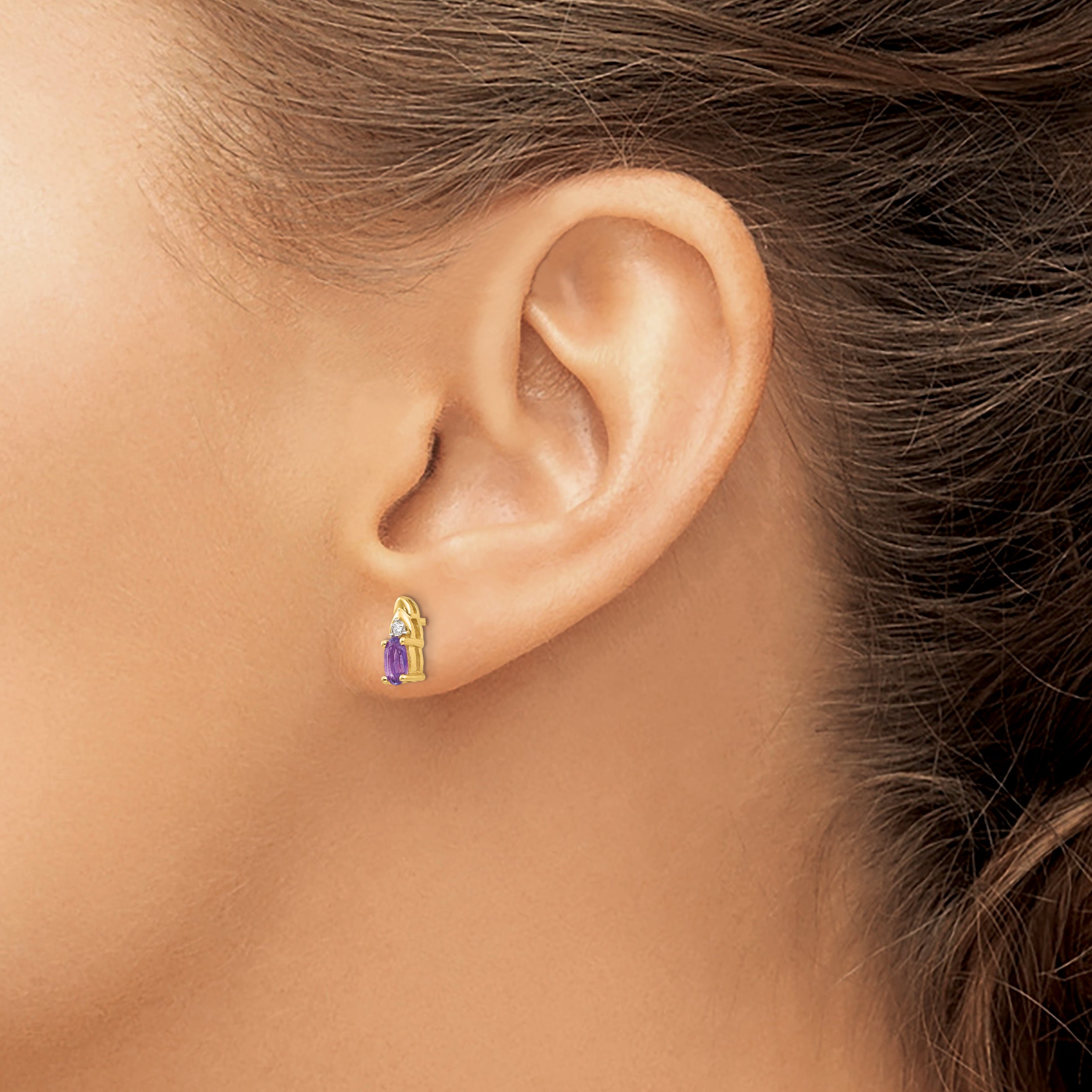 14k Amethyst and Diamond Earrings