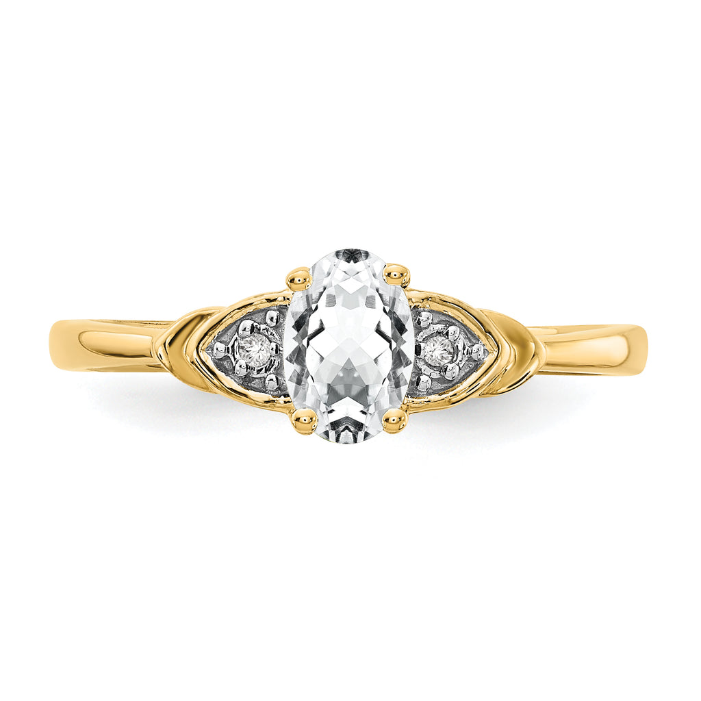 14k White Topaz and Diamond Ring