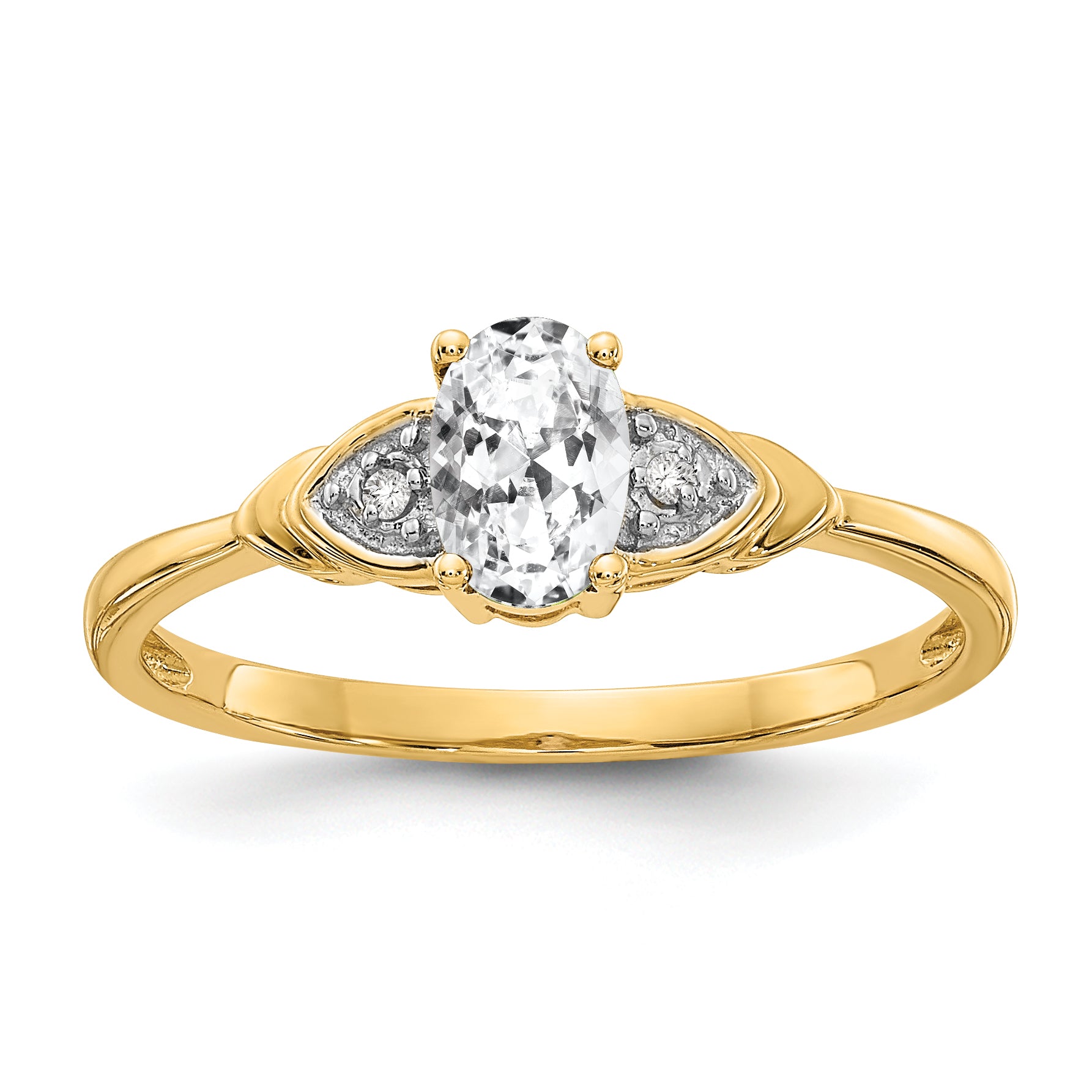14k White Topaz and Diamond Ring Main image