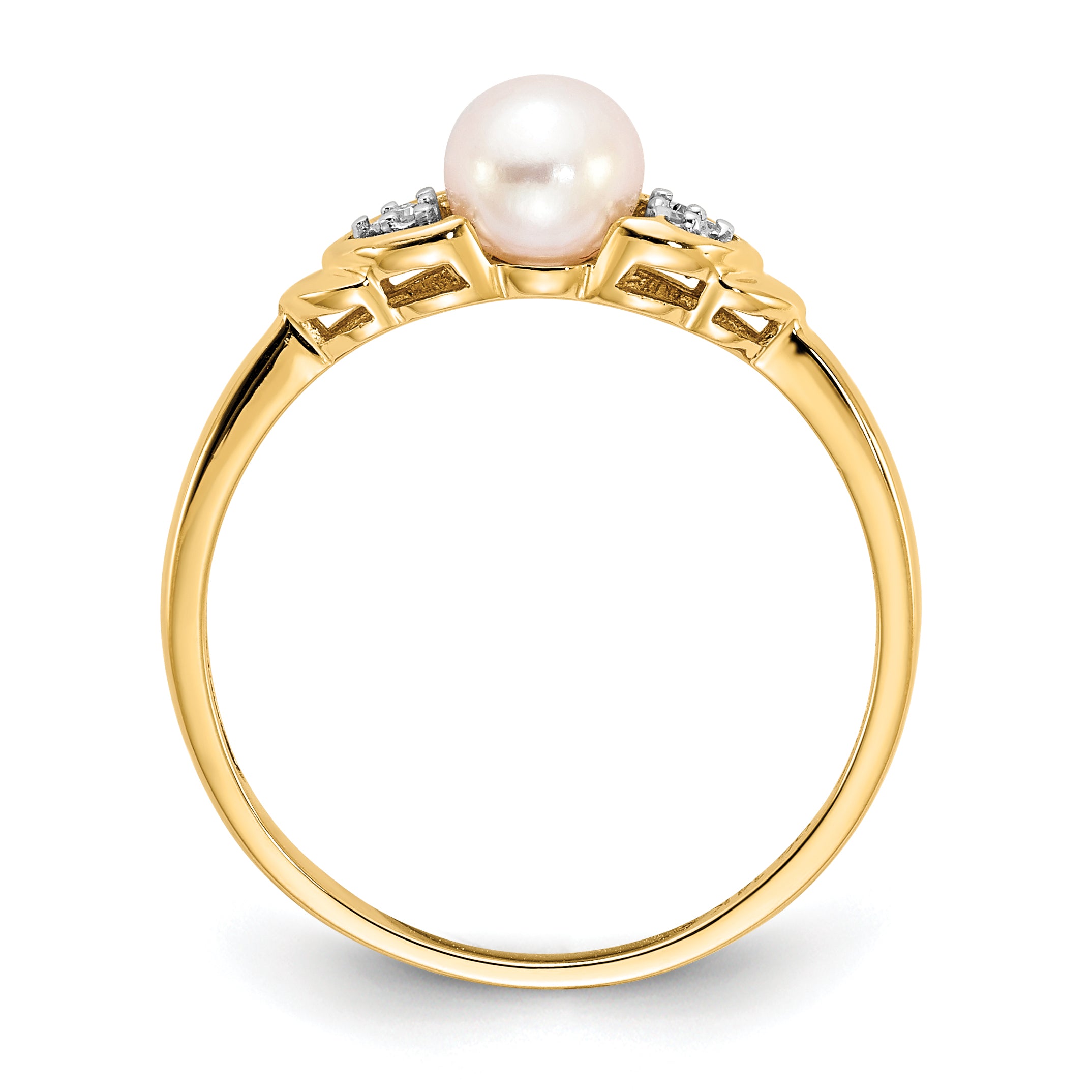 14k Fresh Water Cultured Pearl and Diamond Ring Secondary image